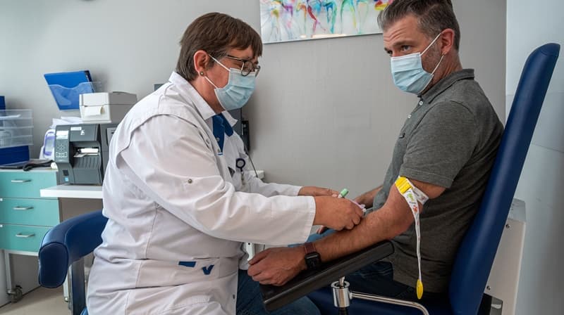 Bloedafname bij prikpunt