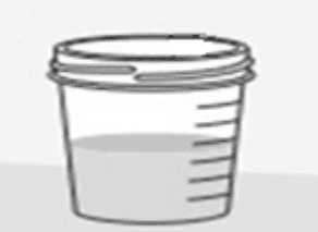 Collecting urine in a plastic cup